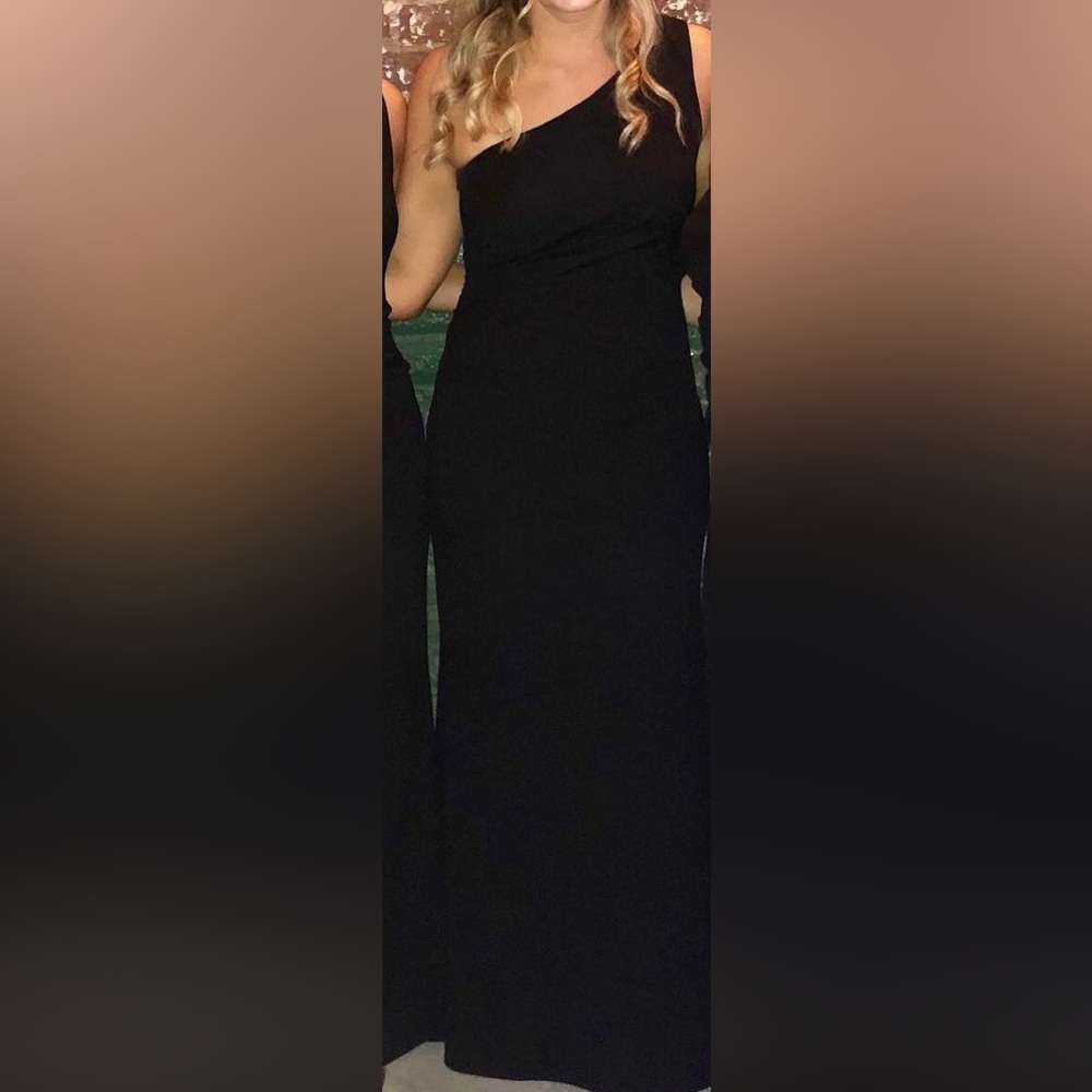 Anthropologie Black one shoulder fitted dress